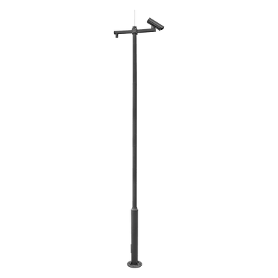 Poste Seccionado de 6 Metros / Especializado para la Instalación de Videovigilancia / Incluye Base de Cimentación y Brazo para Cámara PTZ / Color Negro