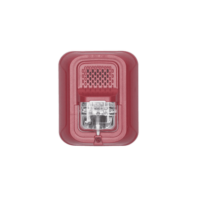 Sonorizador Tipo Chime con Lámpara Estroboscópica a 2 Hilos, Montaje en Pared, Color Rojo, con Configuración Estroboscópica Seleccionable, Nuevo Diseño Moderno y Elegante y Menor Consumo de Corriente