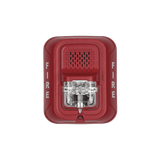 Sirena con Lámpara Estroboscópica / a 2 Hilos / Montaje en Pared / 12 o 24 Vcd / Configuración Estroboscópica Seleccionable / Texto en Inglés / Color Rojo