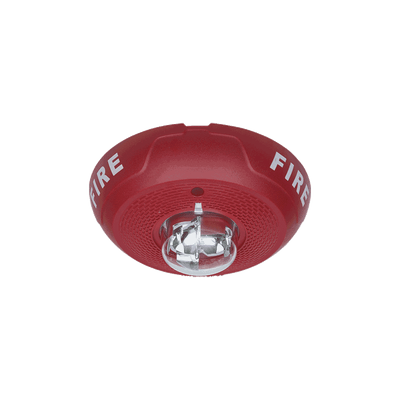 Sirena con Lámpara Estroboscópica, Montaje en Techo, Nivel de Candelas Seleccionable, Color Rojo, Nuevo Diseño Moderno y Elegante y Menor Consumo de Corriente
