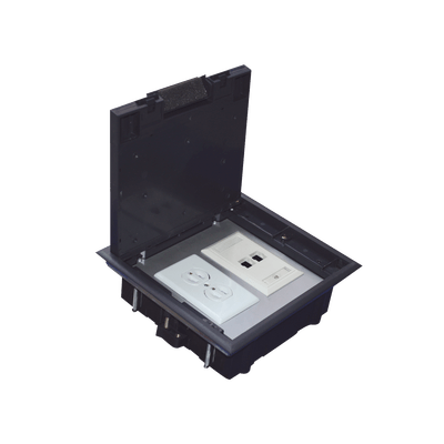 Caja de piso para dos módulos universales (Socket M2), para alimentación eléctrica y redes de datos (11000-33401) No incluye faceplates