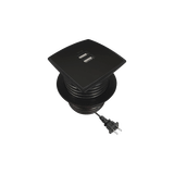 Caja cuadrada multy USB con 2 puertos USB y cable de corriente color negro