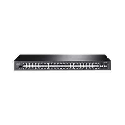 Switch JetStream Gigabit administrable Capa 2, 48 puertos 10/100/1000 Mbps + 4 puertos SFP