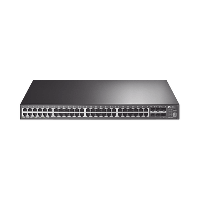 Switch Core JetStream administrable capa 3, 48 puertos RJ45 Gigabit, 4 puertos SFP, hasta 4 ranuras SFP+, apilamiento de hasta 8