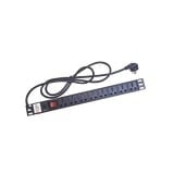 Protector de 120 Vca con 8 contactos de alimentación en color negro para aplicaciones en Rack