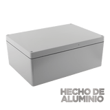 Gabinete de Aluminio para Exterior (IP66) de 390 x 280 x 158 mm con Rápida Disipación de Calor, Cierre por Tornillos con Bisagra.