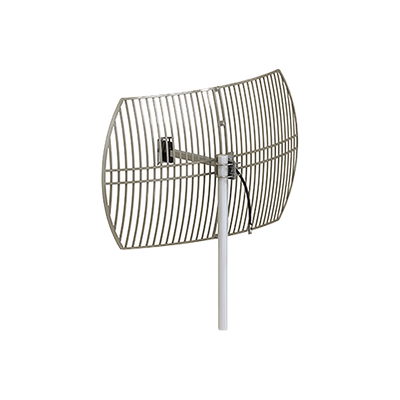 Antena Rejilla direccional, Ganancia 24 dBi, Dimensiones (90 x 60 x 38 cm), rango de frecuencia (2300-2500 MHz).