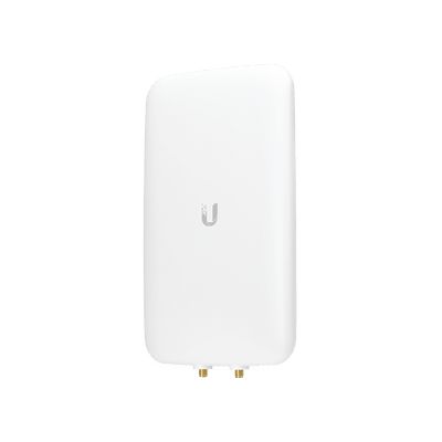 Antena sectorial simétrica UniFi, doble banda con apertura de 90° en 2.4 GHz (10 dBi) y 45° en 5 GHz (15dBi)