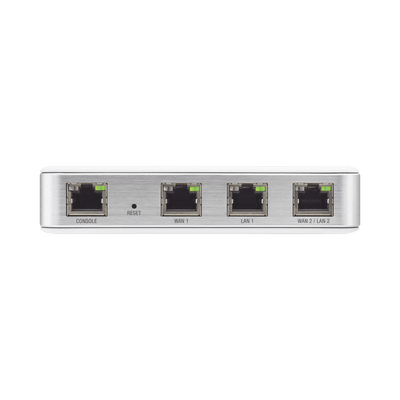 Router UniFi puertos Ethernet Gigabit, desempeño de 1 Mpps, hasta 100 dispositivos en LAN, bloqueo de tráfico por categoría, administración desde la nube