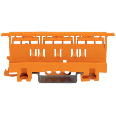 Portador de Montaje de la Serie 221 / 4 mm² / Montaje en Riel DIN-35 y Montaje con Tornillos / Color Naranja / Material PA66 / UL94 V0