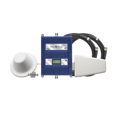 KIT Amplificador de señal celular 4G LTE, 3G y VOZ. Especial para cubrir áreas de hasta 5000 Metros Cuadrados por ser de grado comercial e industrial. Soporta múltiples operadores, tecnologías y usuarios.