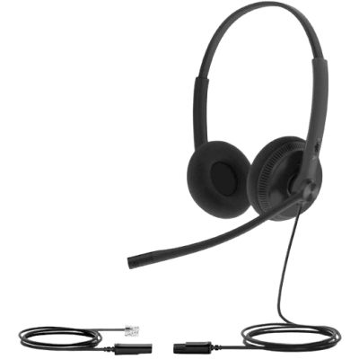 Diadema Alámbrica YHS34 Dual de Yealink QD a RJ9 con Almohadillas de Esponja