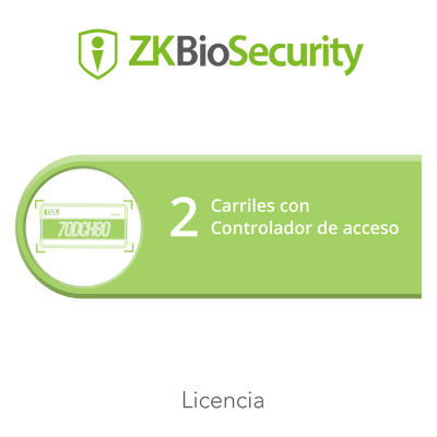Licencia para ZKBiosecurity para modulo de estacionamiento de 2 carriles utilizando controlador de acceso
