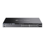 Switch Omada L3 SDN Administrable / 24 puertos Gigabit y 4 puertos SFP+ / Funciones RIP, VRRP, Servidor DHCP / Administración centralizada OMADA / Fuente Redundante