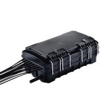 Caja de Distribución de Fibra Óptica para 24 Empalmes, con 16 acopladores SC/APC simplex, Exterior IP65, Color Negro