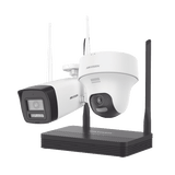 Kit IP Inalámbrico 2 Megapíxel / NVS 4 Canales / 1 Cámara Bala Exterior + 1 Cámara Turret Interior con Lente 2.8 mm y Dual Light / Audio Bidireccional (Micrófono y Bocina) / Soporta Micro SD de 512 GB