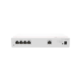 Router Multi-Servicio / 1 puerto 10/100/1000 Mbps(WAN) / 4 puertos 10/100/1000 Mbps(LAN) PoE+ (802.3af/at) / 50W / Rendimiento 1 Gbps / Controla hasta 32 APs / Hasta 150 Clientes / Administración Nube Gratis