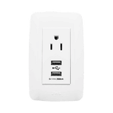 Contacto Sencillo de 15 A/ 127 V CA y 2 Conectores USB de 5 V CD 2A / Color Blanco.