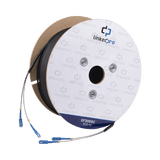 Carrete de Fibra Óptica Monomodo con Conectores SC-SC Duplex, Reforzada con Kevlar, de 300 metros, Para instalaciones subterráneas por tubería
