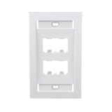 Placa de Pared Vertical Ejecutiva, Salida Para 4 Puertos Mini-Com, Con Espacios Para Etiquetas, Color Blanco