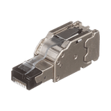 Plug RJ45 Blindado, Instalación Recta, Terminación en Campo Certificable, Compatible con Cat5e, Cat6 y Cat6A, Color Plata