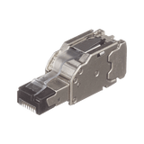 Plug RJ45 Blindado, Instalación Recta, Terminación en Campo Certificable, Compatible con Cat5e, Cat6 y Cat6A, Color Plata, Paquete de 10 Piezas