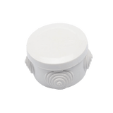 Caja Derivación-Conexión de Plástico Circular con 4 Glándulas de Goma (70 diámetro X 48 alto mm). Para Instalaciones Comerciales, Residenciales e Industriales. Cerrado a Presión.
