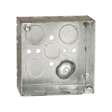Caja Cuadrada Galvanizada de 4 x 4" / Profundidad 2 1/8 / 11 Entradas de 3/4" y 1 de 1/2".