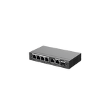 Switch Administrable con 4 puertos Gigabit PoE, 2 Uplink Gigabit y 1 Uplink Gigabit para Fibra SFP en combo, gestión gratuita desde la nube