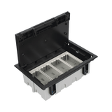 Caja Para Instalación en Piso Falso para Voz, Datos o Contactos Eléctricos / Capacidad para 4 Módulos / Espacio Embellecedor en la Tapa / Profundidad Ajustable de 90 a 120 mm / Los Módulos se Adquieren Aparte / (SF410/14CY)