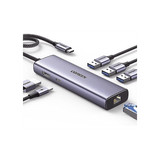 HUB USB-C (Docking Revodok) 6 en 1 | 3 Puertos USB-A 3.0 (5 Gbps) | USB-C PD 100W | HDMI 4K@30Hz | Entrada 1 RJ45 (Gigabit Ethernet) | Chip de Última Generación | Potente Disipación de Calor | Caja de Aluminio.