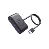 HUB USB-A 3.0 4 en 1 | 4 Puertos USB-A 3.0 (5Gbps) | Entrada USB-C (PD 5V2A) | Cable de 1 Metro | Indicador Led | Ideal para Transferencia de Datos | Entrada USB-C para alimentar equipos de mayor consumo | Color Negro.