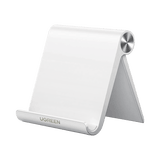 Soporte de Escritorio para Telefono Celular / Ajustable de 0° a 100° / Goma Antiarañazos / Antideslizante / Amplia Compatibilidad con dispositivos de 4'' a 7.9'' / Plegable / ABS / Color Blanco