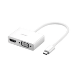 Adaptador USB C a HDMI VGA | Compatible con Thunderbolt 3 | USB 3.1 Tipo C | HDMI 4K*2K @30Hz | VGA 1920*1080@60hz | Salidas Simultaneas en Modo Espejo | Caja de ABS | No requiere Controlador | Chip IC inteligente incorporado.