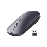 Mouse inalámbrico 2.4 GHz | Ultra Delgado y Silencioso | DPI 1000/1600/2000/4000 (Ajustable) | Alcance 10m | Scroll de Aluminio | Adaptable a diferentes superficies | Diseño suave al tacto | Contiene Receptor USB | Color Negro.