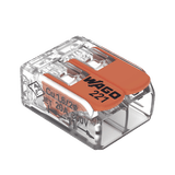 Borna de Conexión WAGO 221-412 / Palancas de Accionamiento / Capacidad 4 mm² / Transparente / CAGE CLAMP® / Compatibilidad con cables AWG 24-12