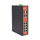 Switch PoE Industrial No administrable / Puertos 1-2 PoE 802.3 af/at y PoE 24 Vcc Pasivo 30W / Puertos 3-4 PoE 802.3 af/at/bt Hasta 60W / Puertos 5-8 PoE 802.3 af/at Hasta 30W / Los 8 puertos son Gigabit + 2 SFP combo / Presupuesto 300W