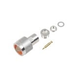 Conector N Macho de Rosca para Cables RG-8/X, LMR-240, BELDEN 9258, Plata / Oro / Teflón.