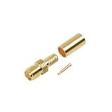 Conector SMA hembra inverso de anillo plegable para cable RG-58/U, Oro/ Oro Teflón.