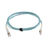 Jumper de Fibra Óptica Multimodo 50/125 XGLO OM3, LC-LC Duplex, OFNR, Color Aqua, 3 Metros